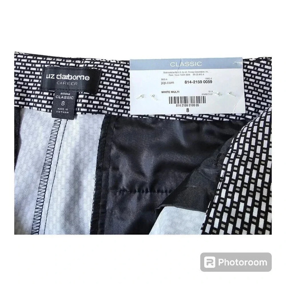 Liz Claiborne Emma Classic Ankle Womens Dress Pants Size 8 Black White NWT - Picture 2 of 14